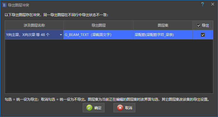 图层集导出状态冲突提示