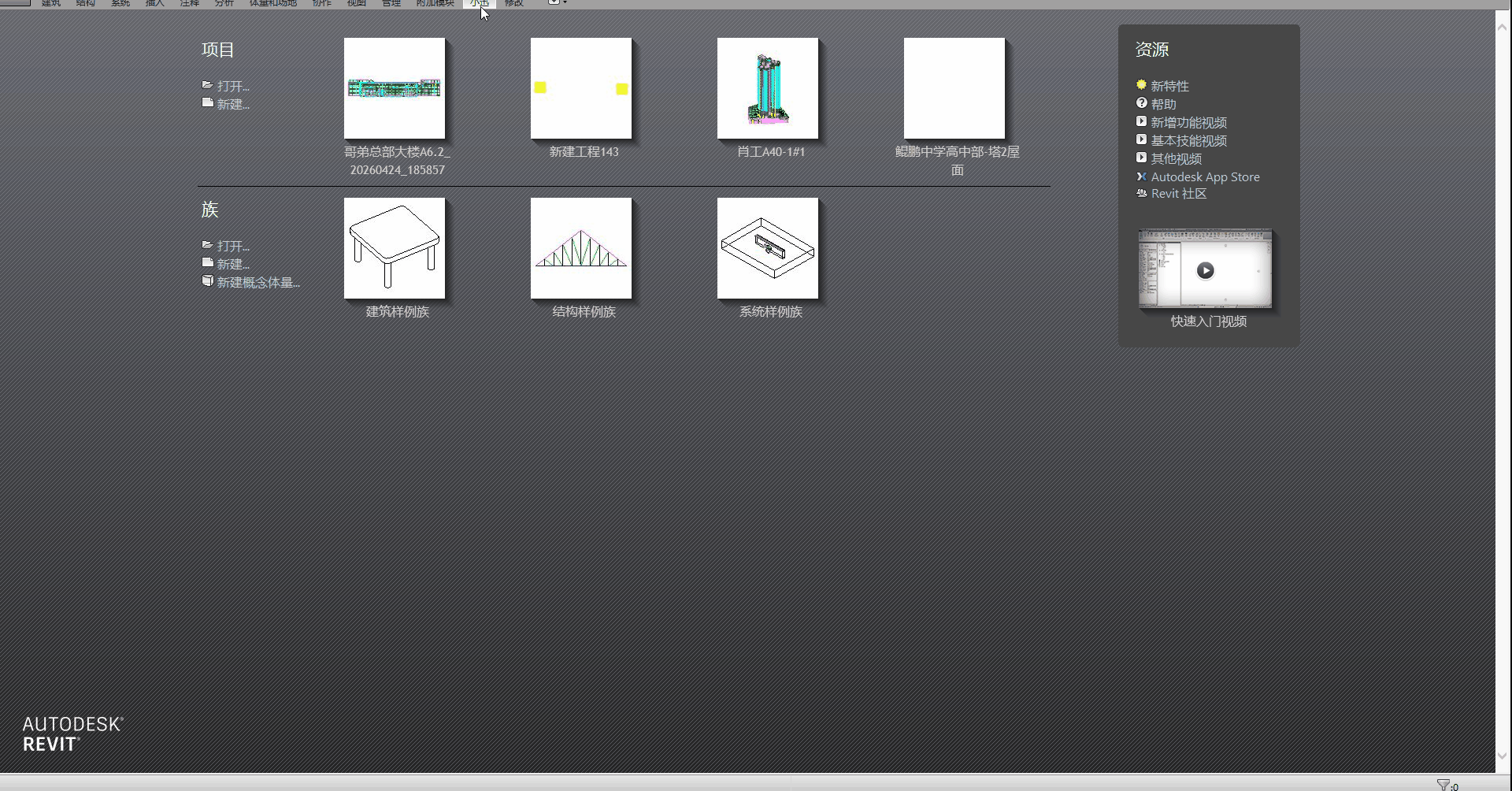 Revit 中打开工程后小迅功能按钮可用